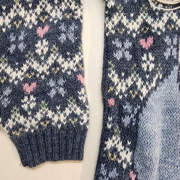 Vintage Heartworks 3D Knit Sweater Girls 4T Dog Hearts Roll Neck Twee Retro 80s - Picture 6 of 11